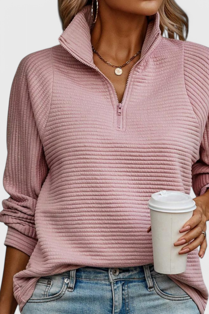 Helene | Maglione con Scollo a V, Zip e Maniche Lunghe