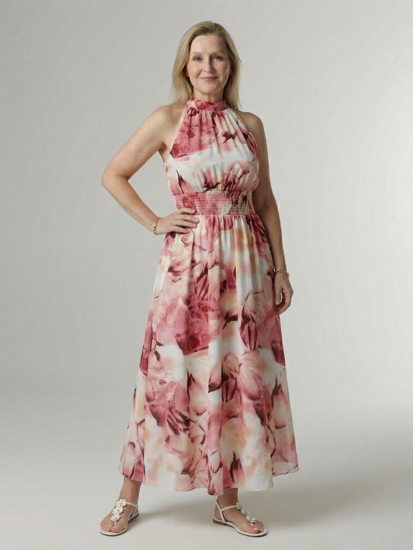 Silvana™ | Abito Midi Halter con Vita Arricciata