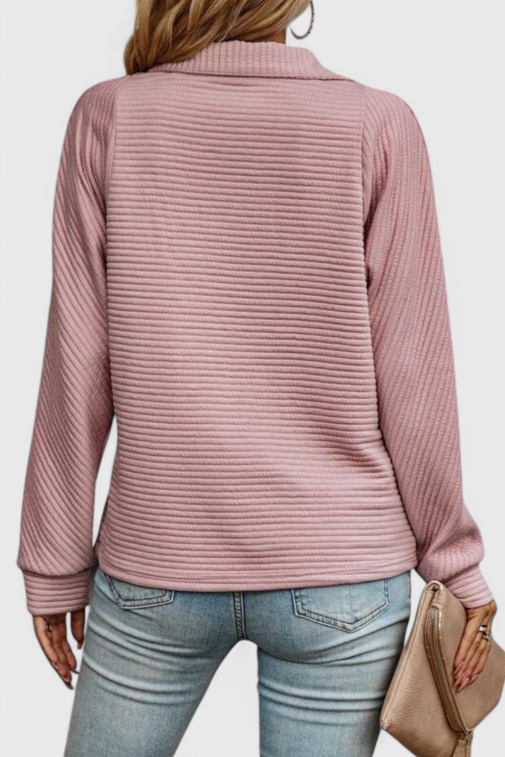Helene | Maglione con Scollo a V, Zip e Maniche Lunghe