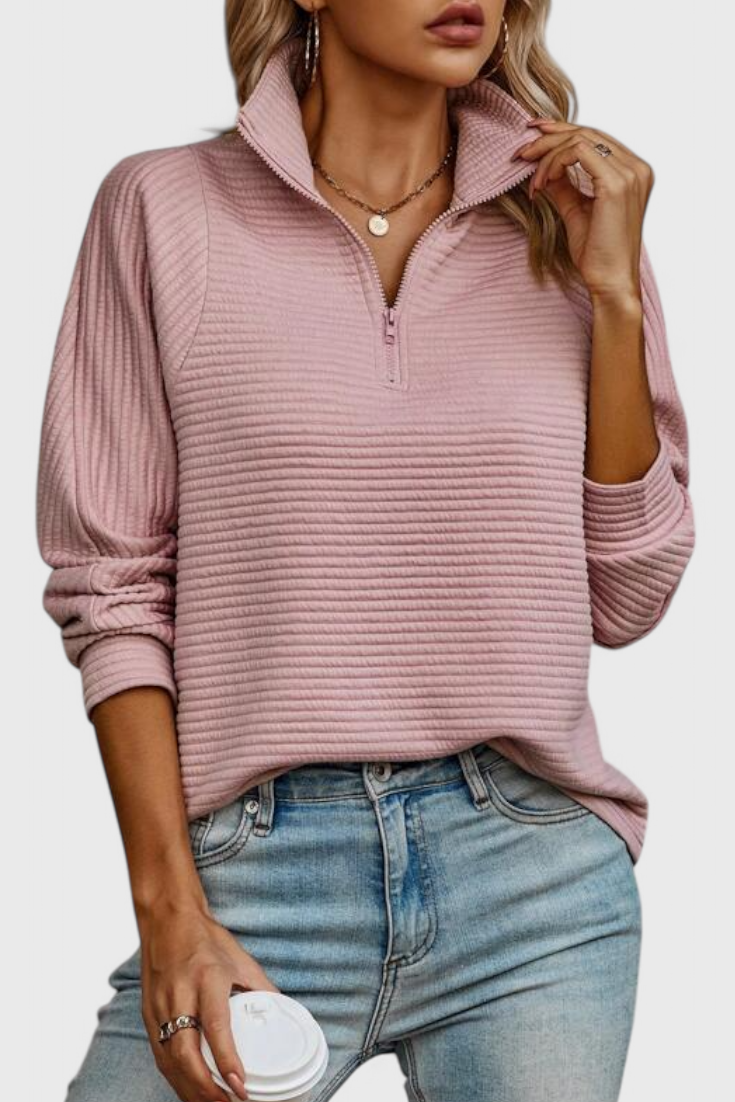 Helene | Maglione con Scollo a V, Zip e Maniche Lunghe