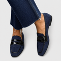 Hilaria™ | Mocassino in Pelle Blu Scuro
