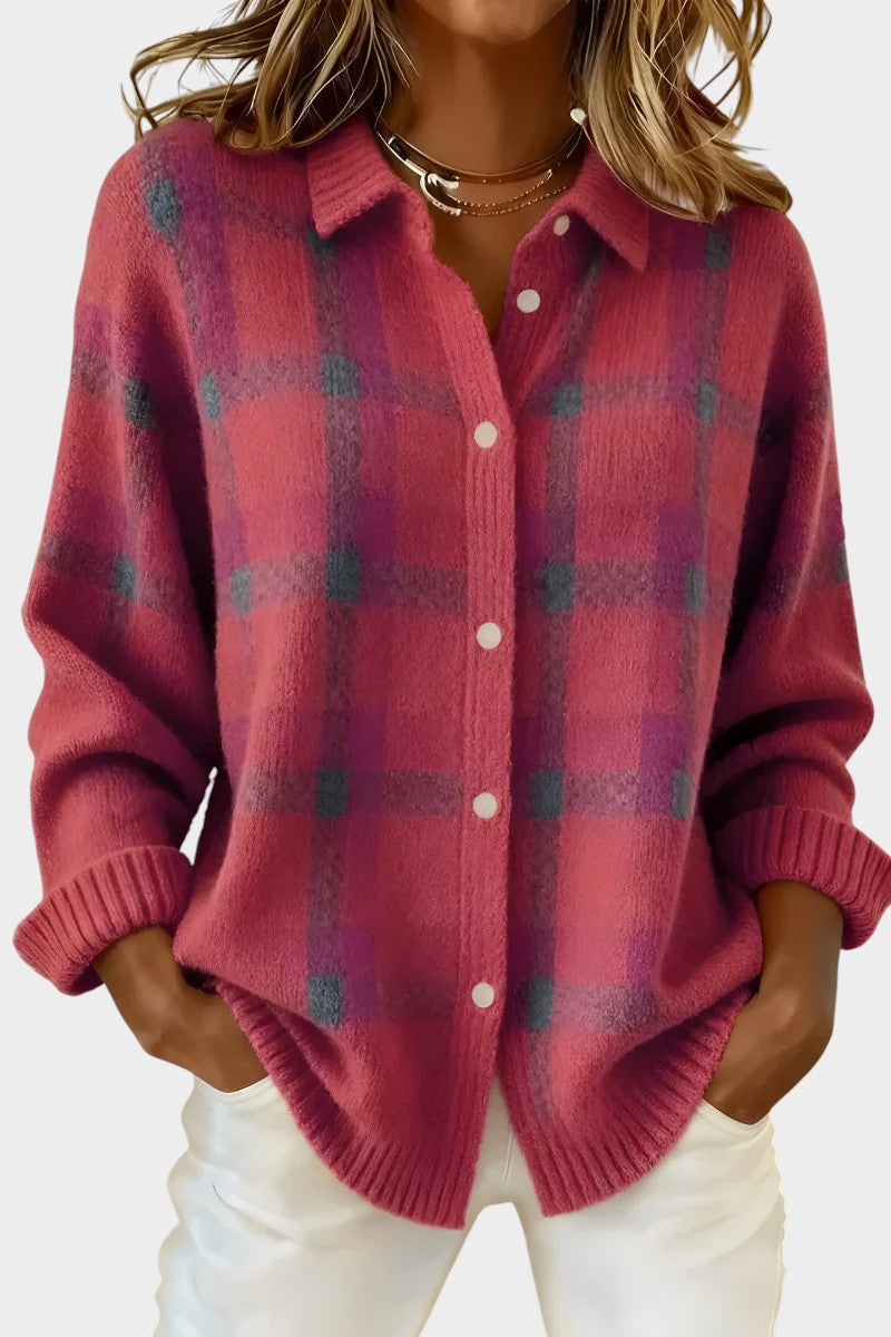 Mara | Cardigan in maglia a quadri morbido al tatto