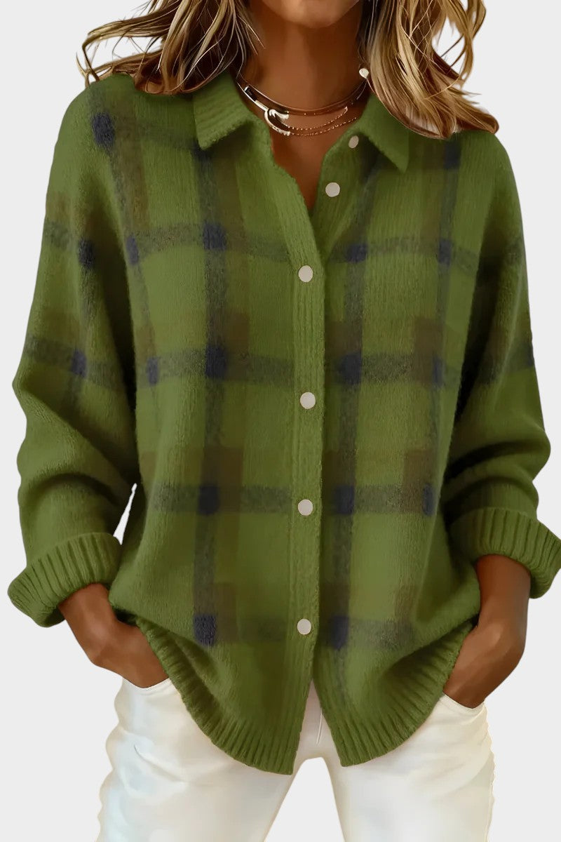 Mara | Cardigan in maglia a quadri morbido al tatto