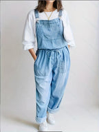 Leocadia™ | Salopette in denim larga con bretelle