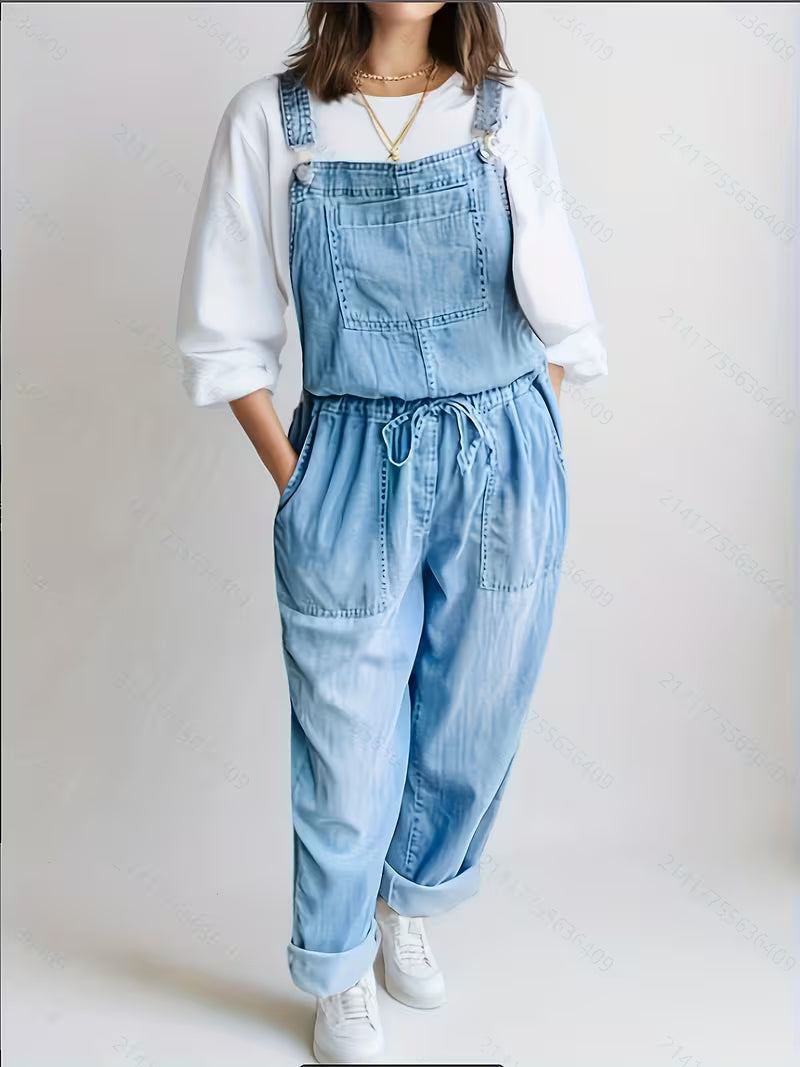 Leocadia™ | Salopette in denim larga con bretelle