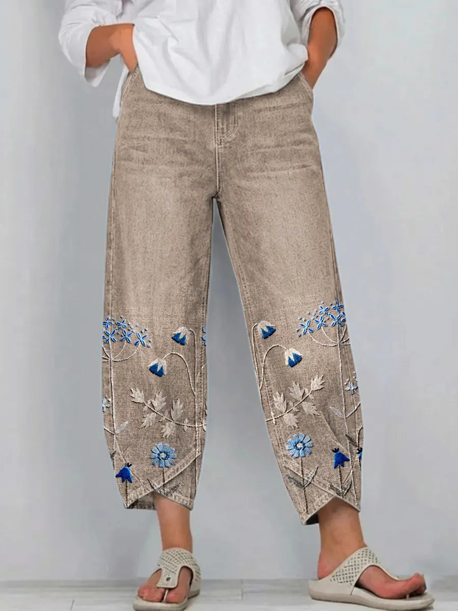 Brígida™ | Pantaloni Casual con Ricamo Floreale
