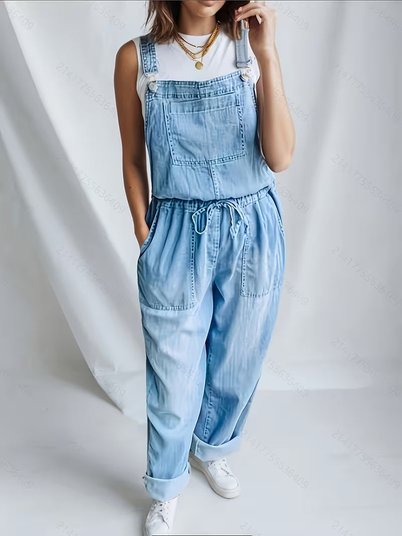 Leocadia™ | Salopette in denim larga con bretelle
