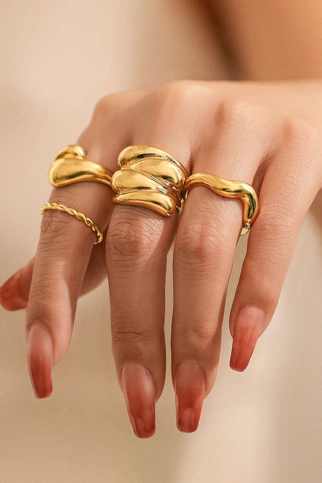 Set di 4 Anelli in Metallo