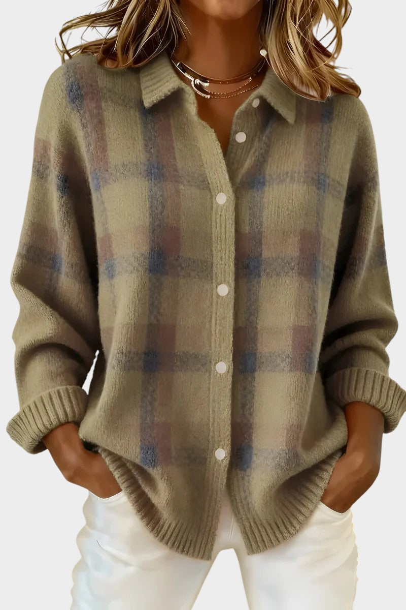 Mara | Cardigan in maglia a quadri morbido al tatto