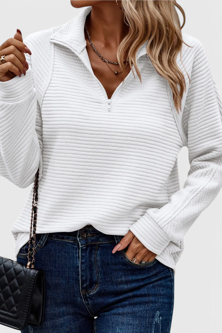 Helene | Maglione con Scollo a V, Zip e Maniche Lunghe