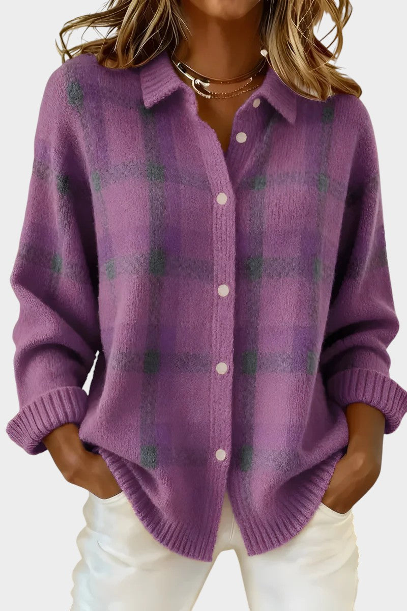 Mara | Cardigan in maglia a quadri morbido al tatto