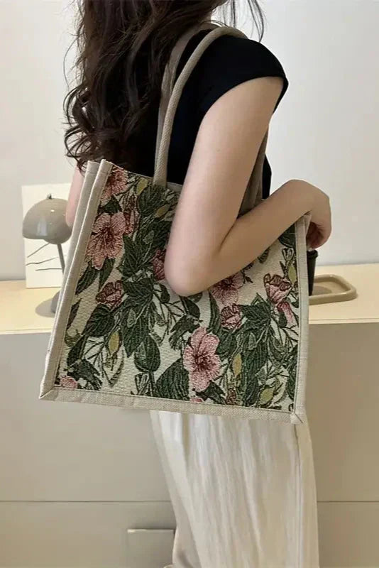 Taila Borsa di Juta con Stampa Floreale e Design Ecologico