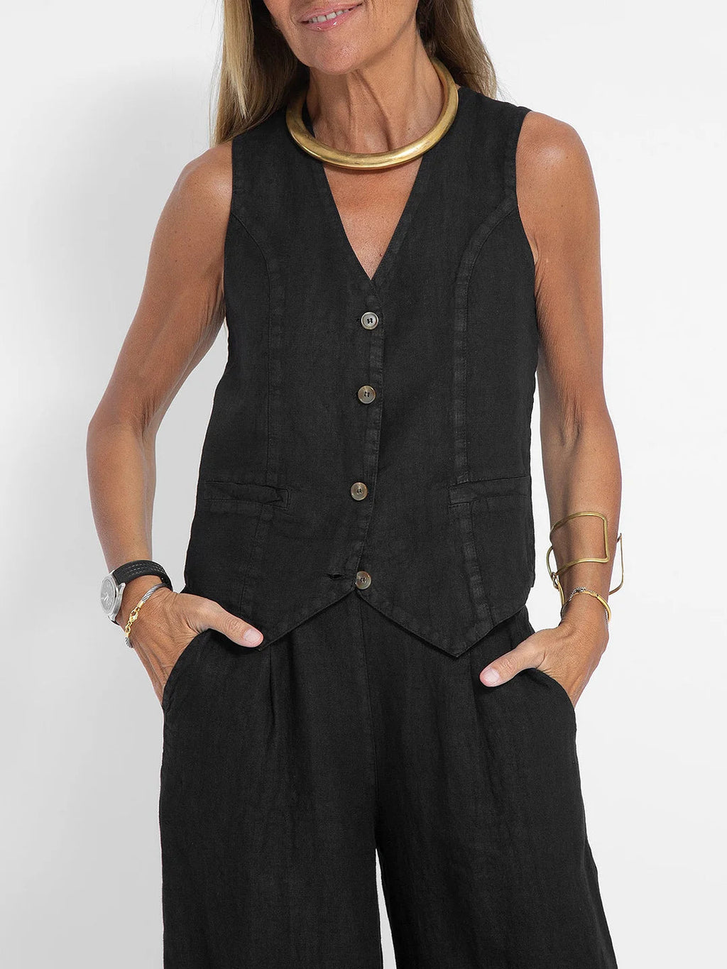 Aira - Completo due pezzi elegante con gilet e pantaloni a gamba larga