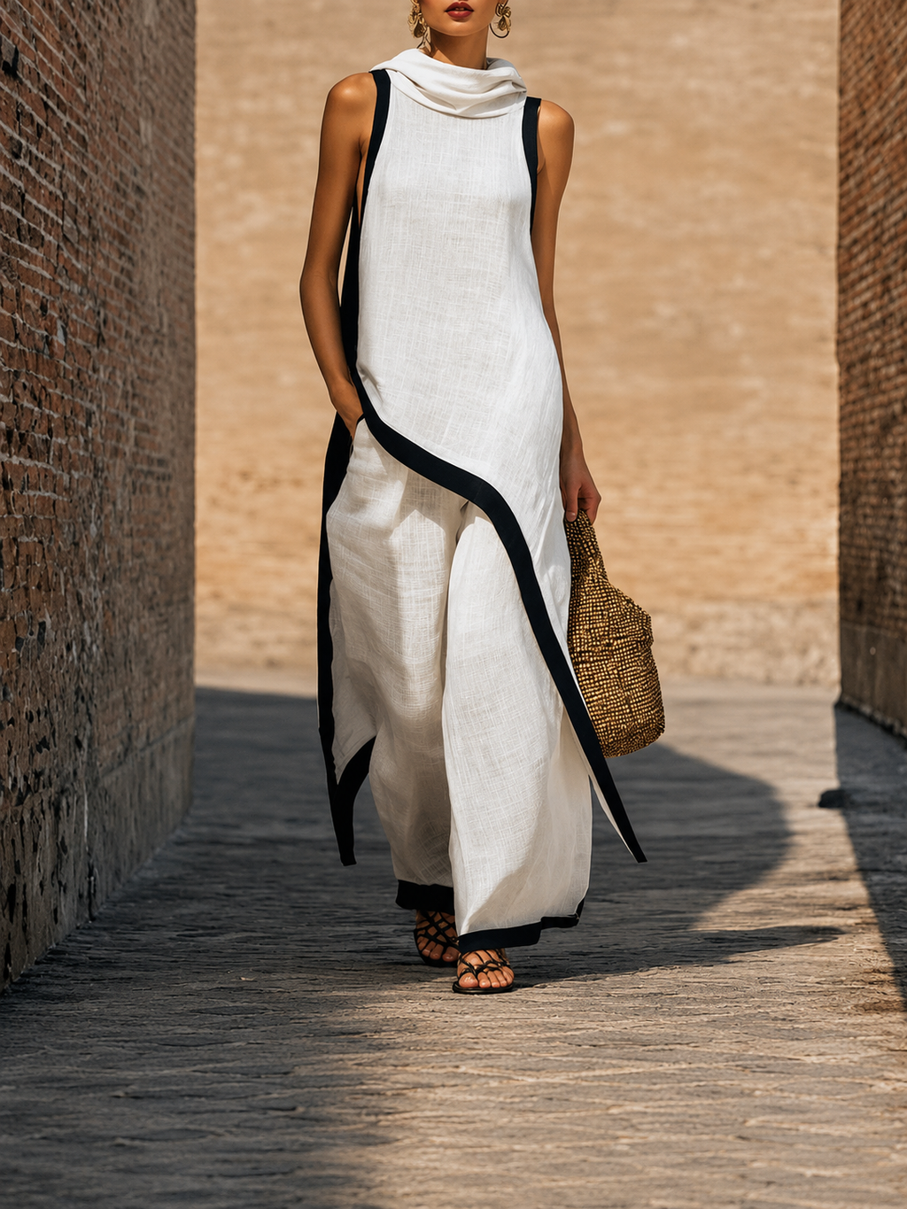 Completo Nadia in lino intramontabile con design minimalista