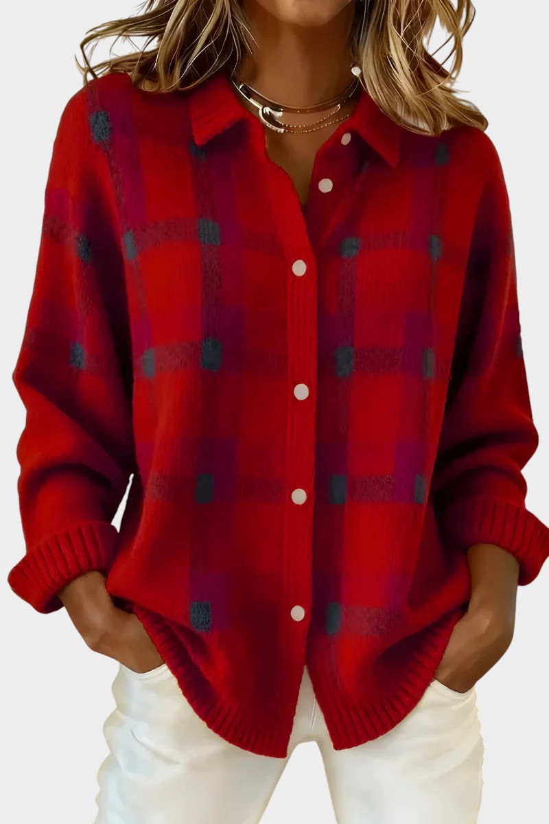 Mara | Cardigan in maglia a quadri morbido al tatto