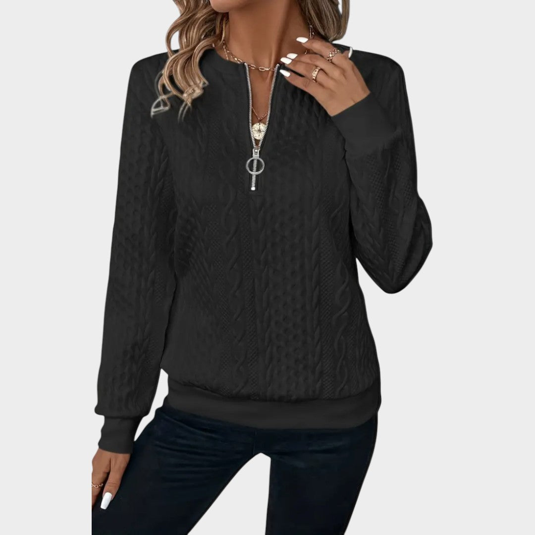 Zoey™ | Maglione a Coste Morbido con Cerniera