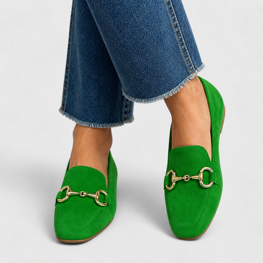 Eufemia™ | Mocassino Verde con Fibbia Dorata