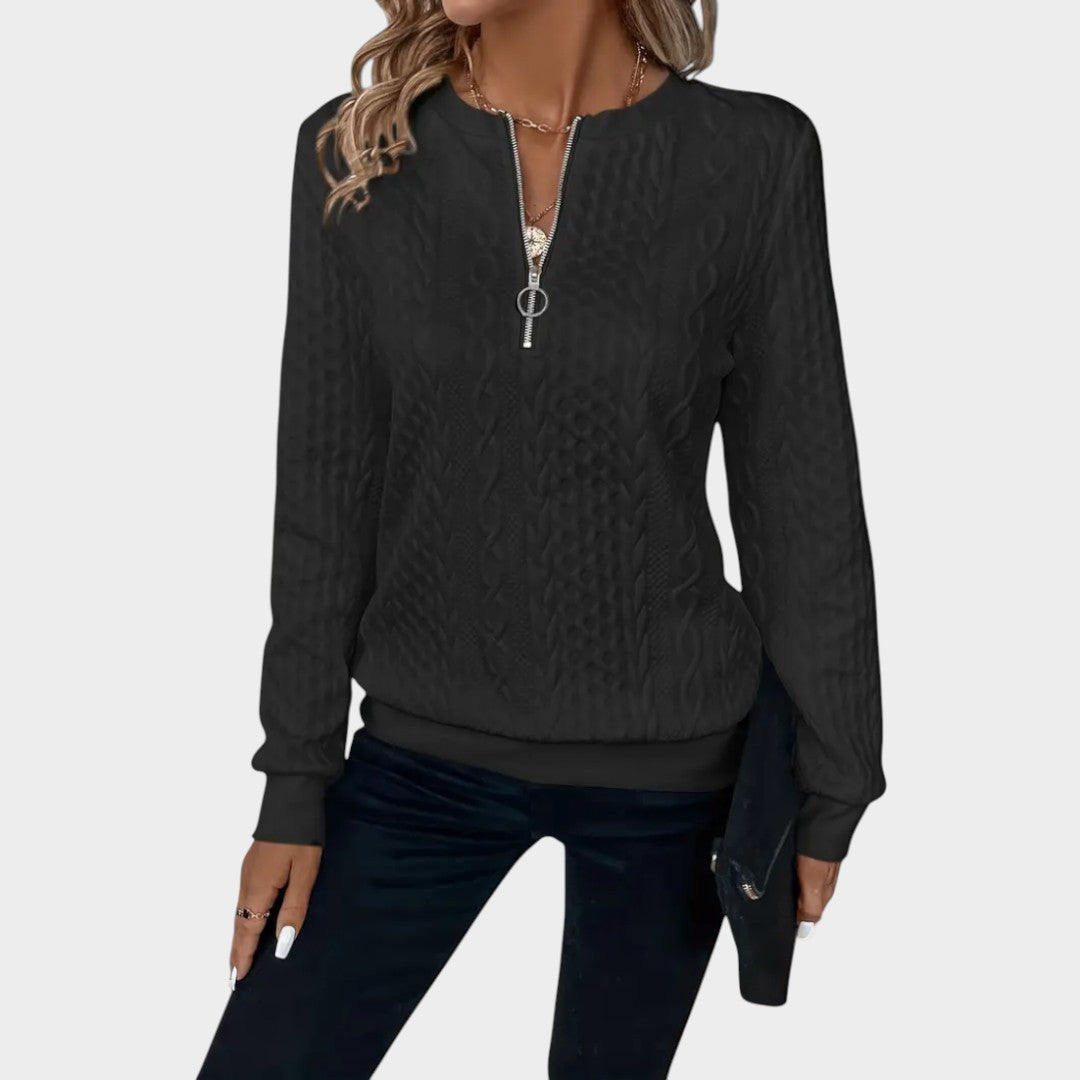 Zoey™ | Maglione a Coste Morbido con Cerniera