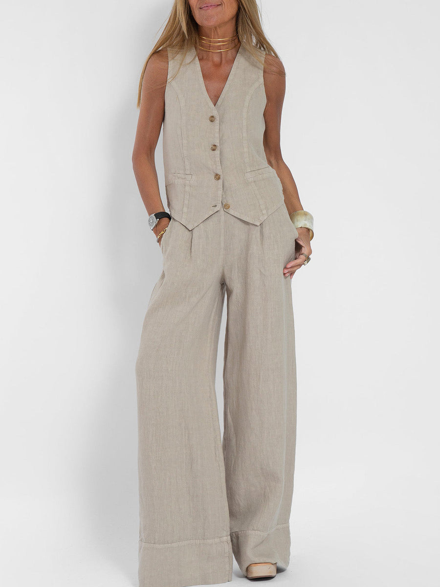 Aira - Completo due pezzi elegante con gilet e pantaloni a gamba larga