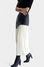Noelle Gonna Lunga Asimmetrica in Chiffon e Similpelle