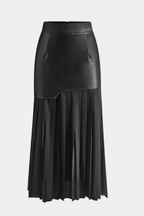 Noelle Gonna Lunga Asimmetrica in Chiffon e Similpelle