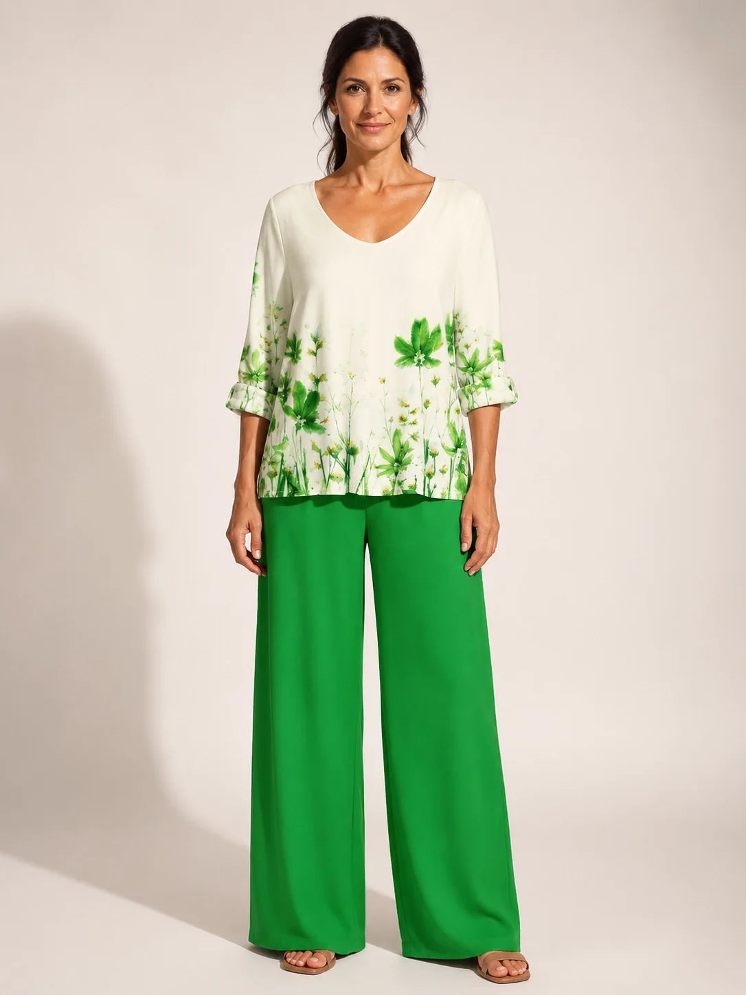 Casilda™ | Completo floreale verde