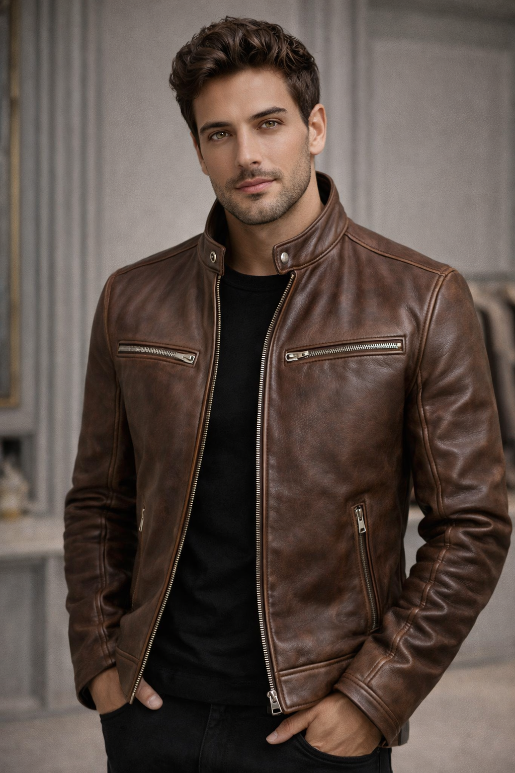 WINDSOR™ | CHAQUETA DE CUERO VINTAGE