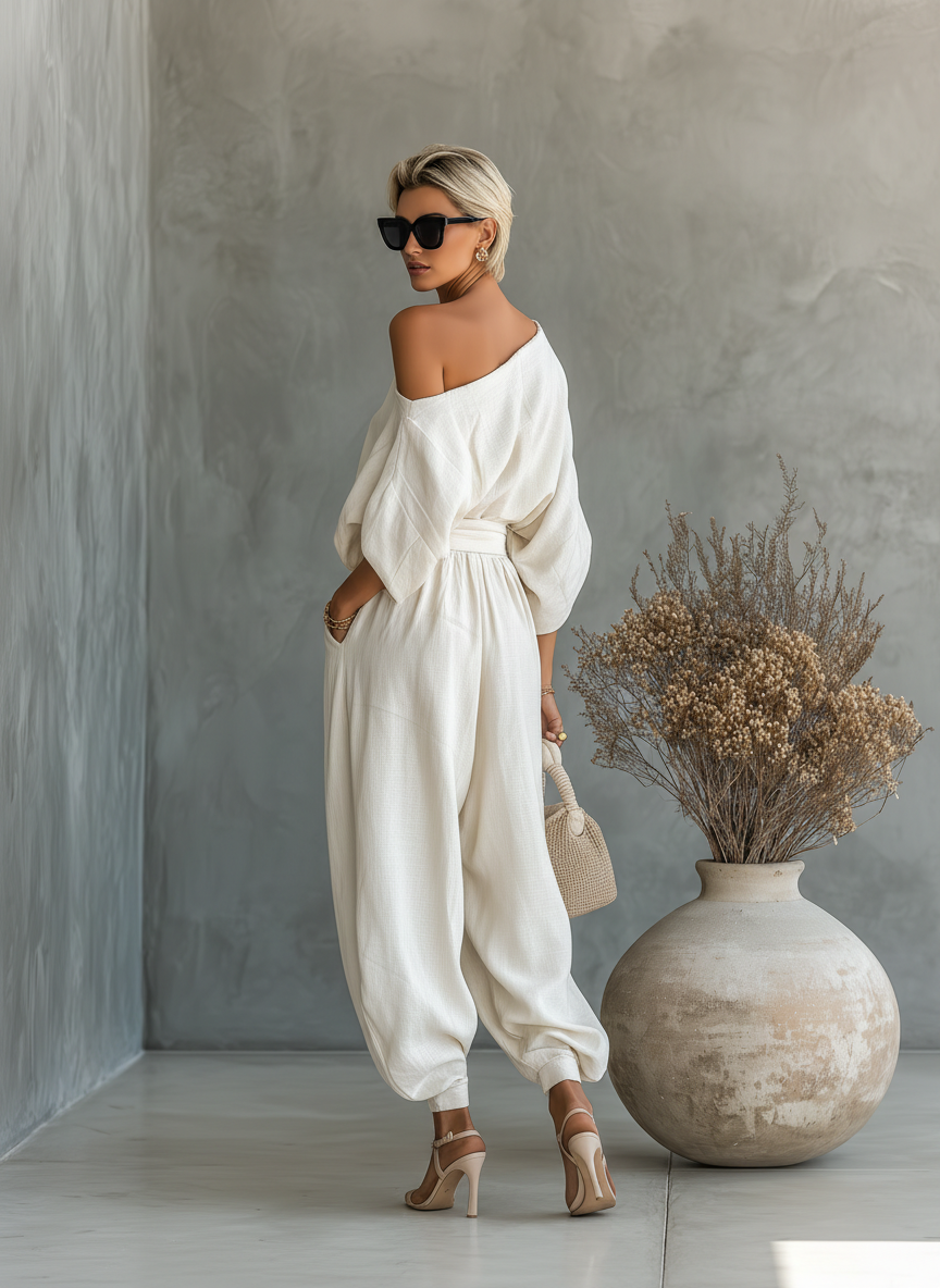 Completo in lino Off-white