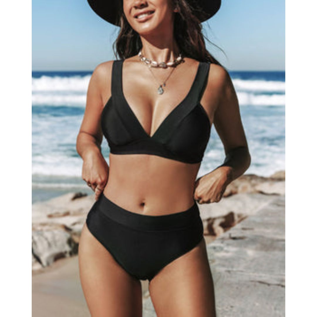 Hilde - Costume da bagno liscio a vita alta