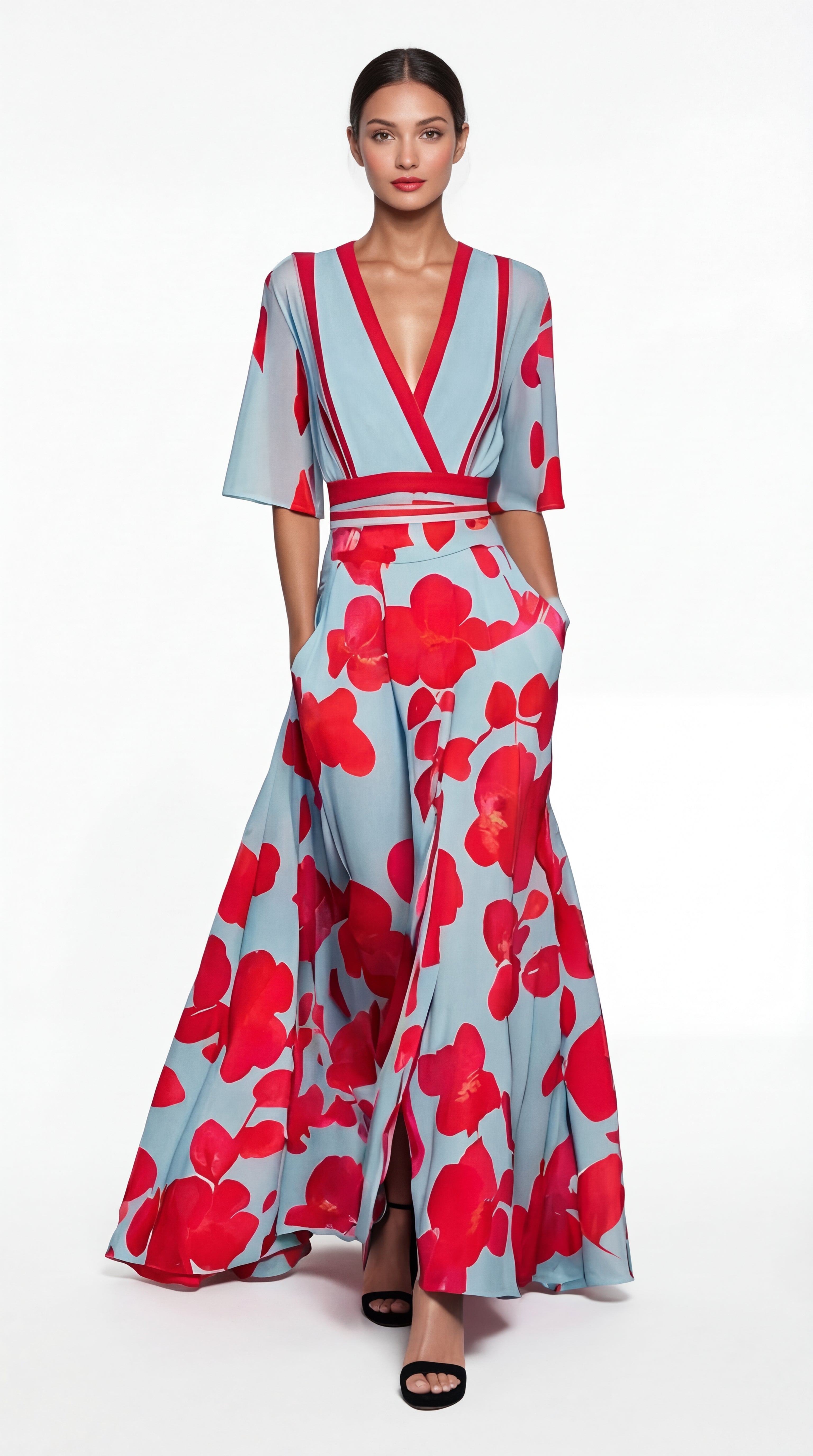 Valentina | Abito lungo elegante con scollo profondo