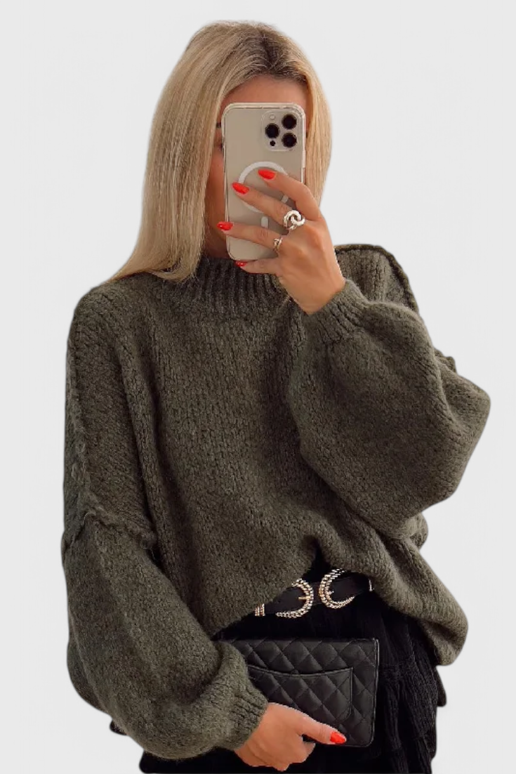 Cassia | Maglione Oversize in Maglia con Maniche a Palloncino