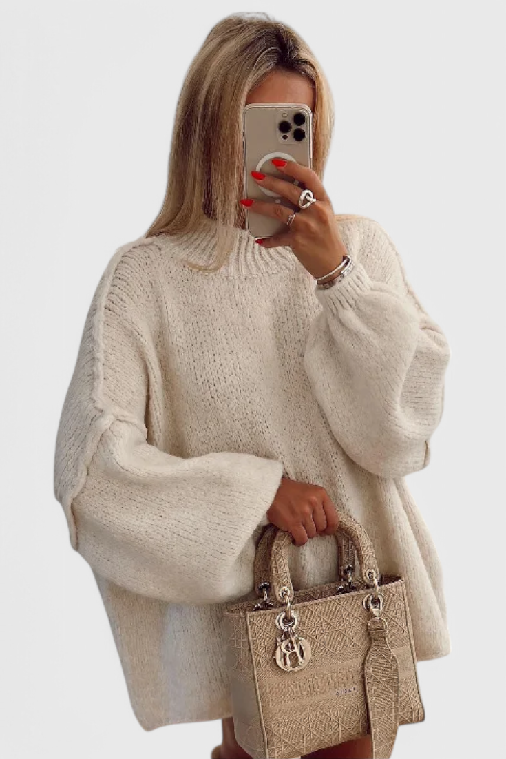 Cassia | Maglione Oversize in Maglia con Maniche a Palloncino