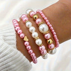 Set di eleganti bracciali a forma di cuore con perle
