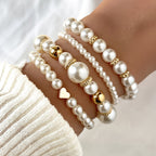 Set di eleganti bracciali a forma di cuore con perle