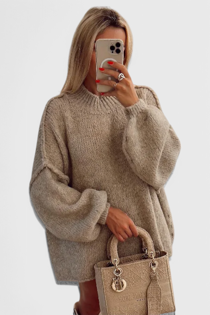 Cassia | Maglione Oversize in Maglia con Maniche a Palloncino