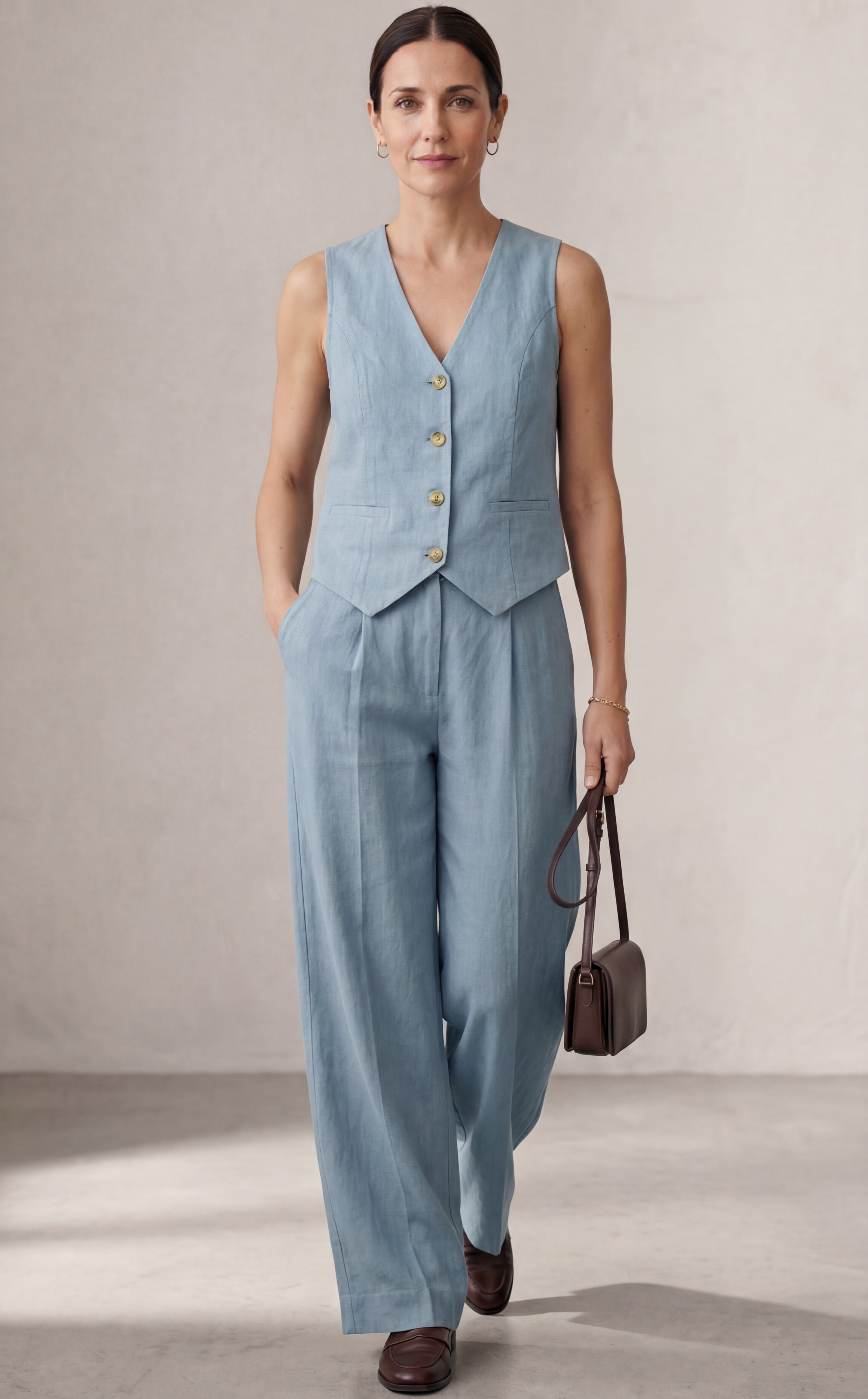 Aira - Completo due pezzi elegante con gilet e pantaloni a gamba larga