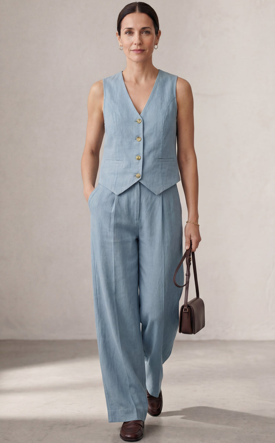 Aira - Completo due pezzi elegante con gilet e pantaloni a gamba larga