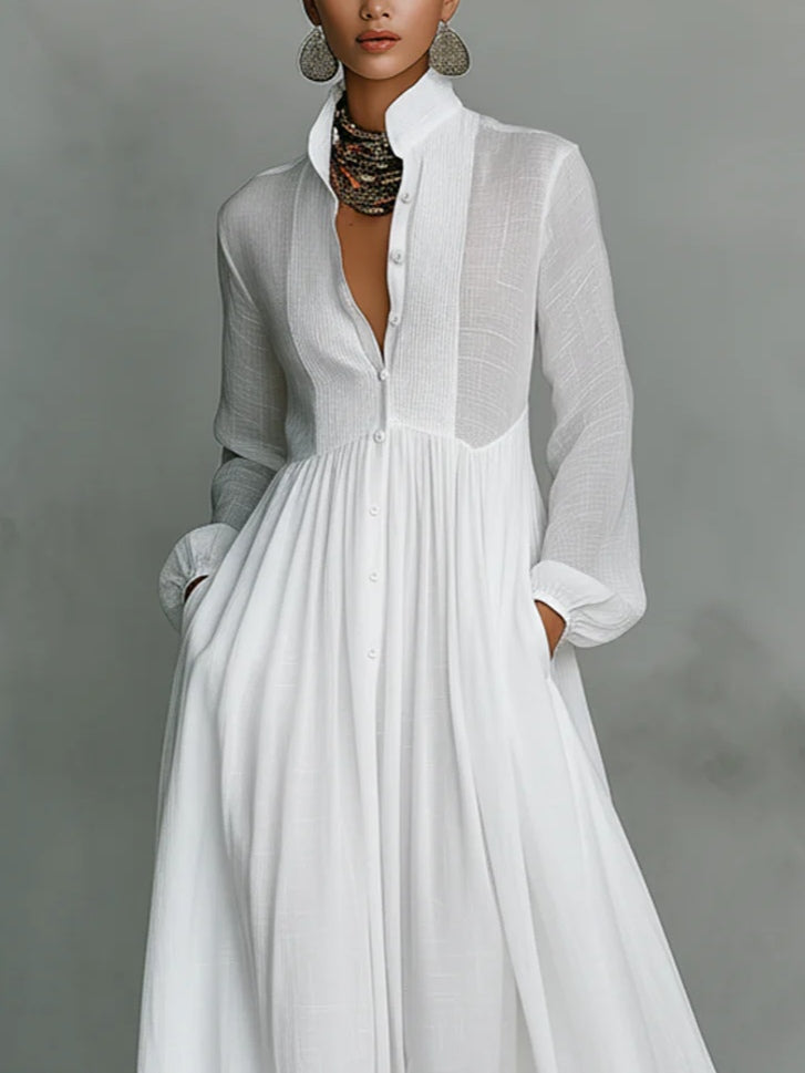 Leonor™ | Vestito Lungo Minimalista a Collo Alto