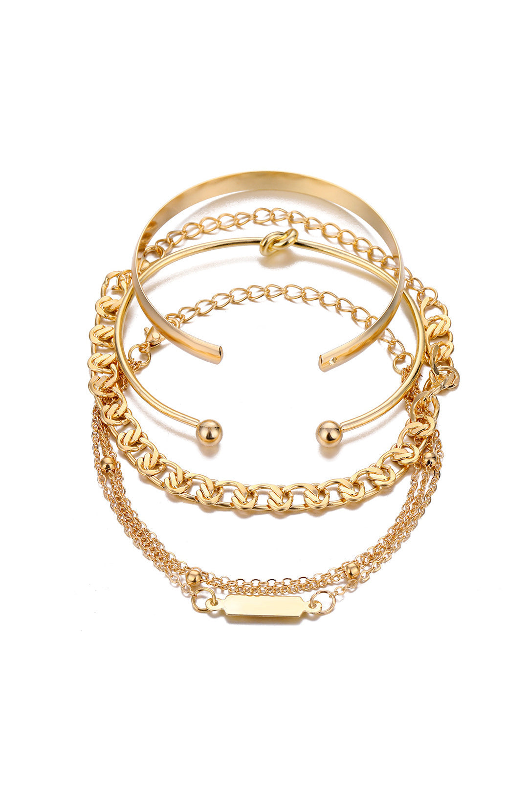 Set di 4 bracciali a catena in metallo
