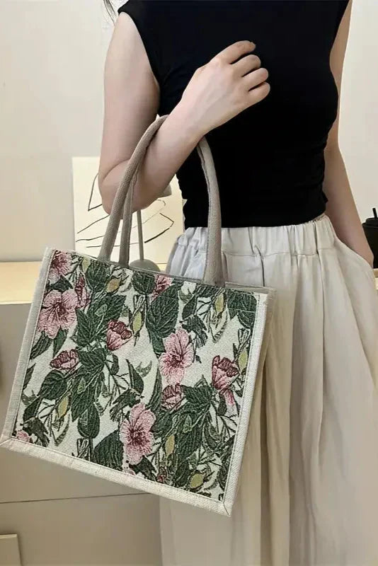Taila Borsa di Juta con Stampa Floreale e Design Ecologico