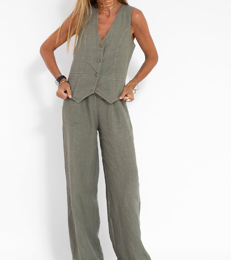 Aira - Completo due pezzi elegante con gilet e pantaloni a gamba larga