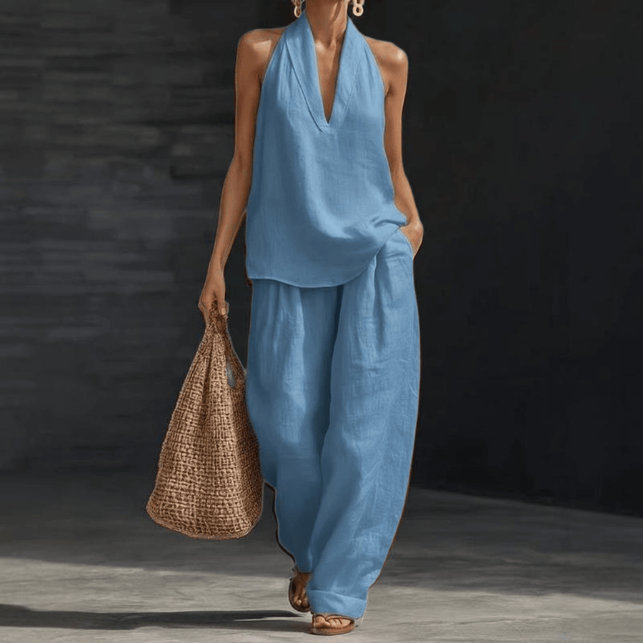 Ainhoa | Conjunto de dos piezas con textura de lino - LUVOR