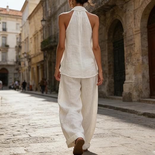 Ainhoa | Conjunto de dos piezas con textura de lino - LUVOR