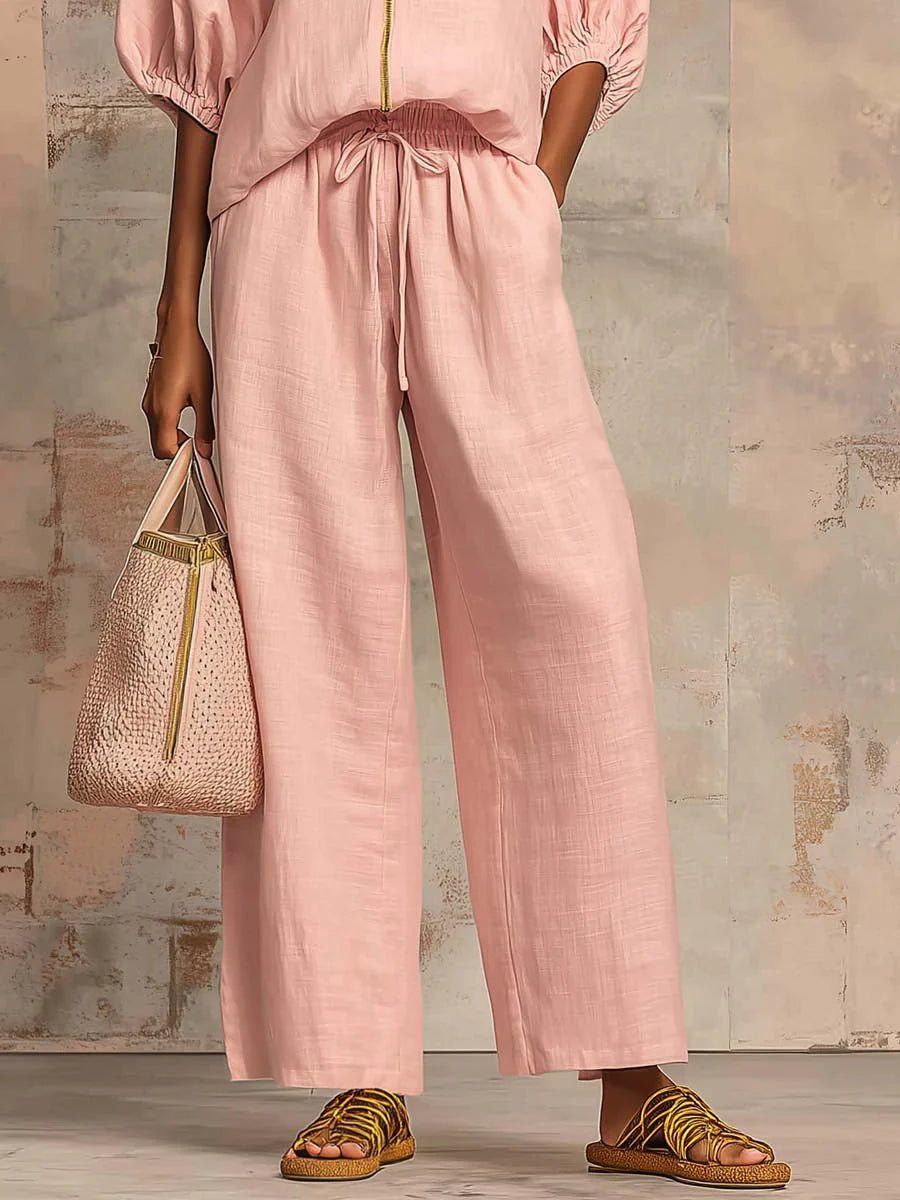 Alba | Conjunto de dos piezas: Camisa de estilo relajado y pantalón de pernera ancha - LUVOR