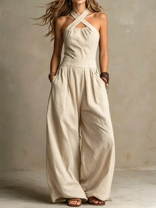 ARIADNA – Mono Elegante Con Escote Cruzado - LUVOR