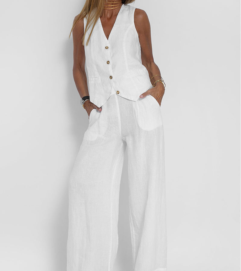Aira - Completo due pezzi elegante con gilet e pantaloni a gamba larga