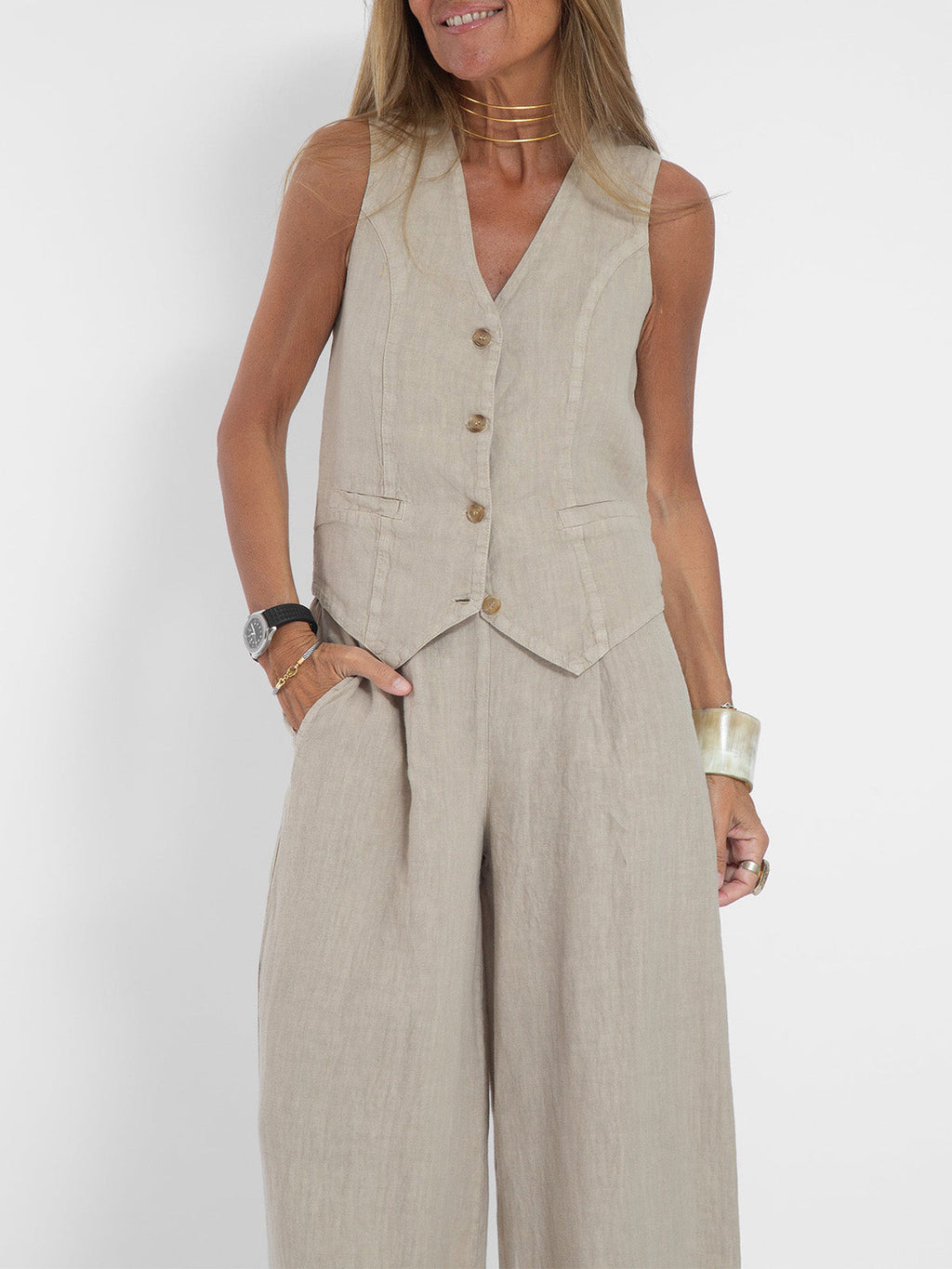 Aira - Completo due pezzi elegante con gilet e pantaloni a gamba larga