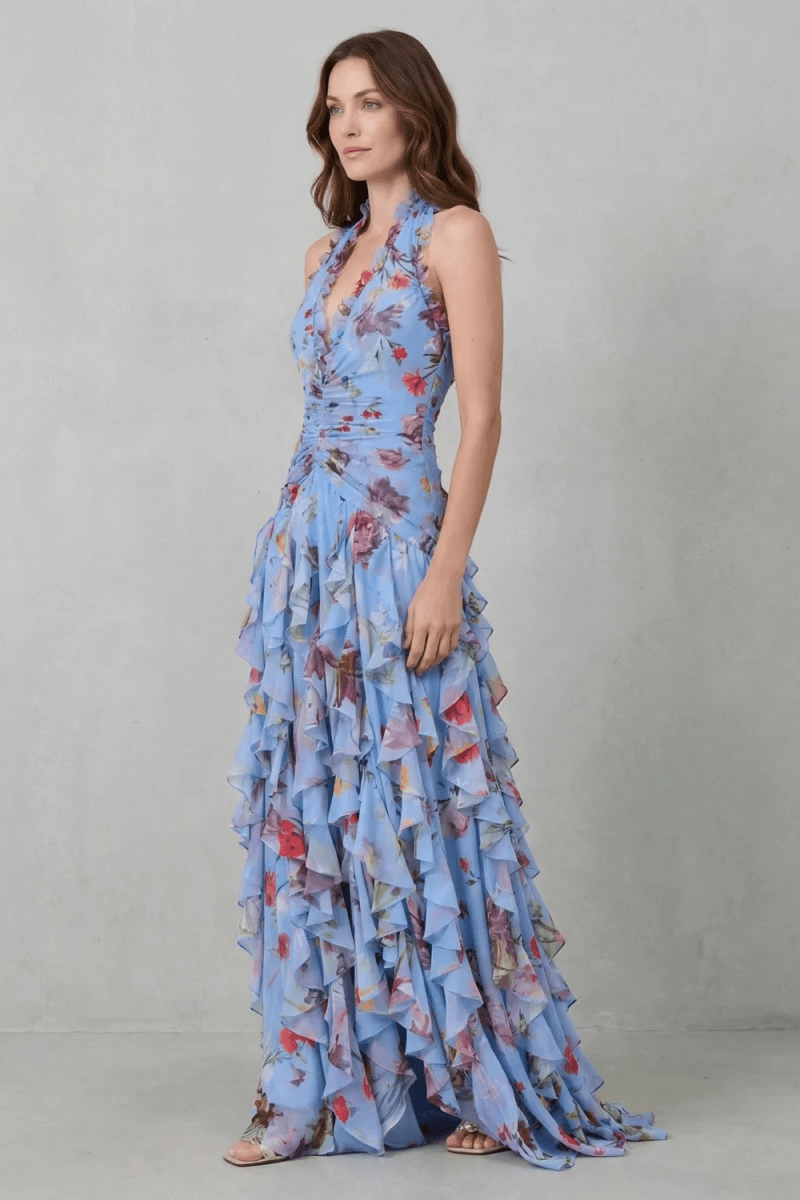 Bella | Vestido largo con cuello halter - LUVOR