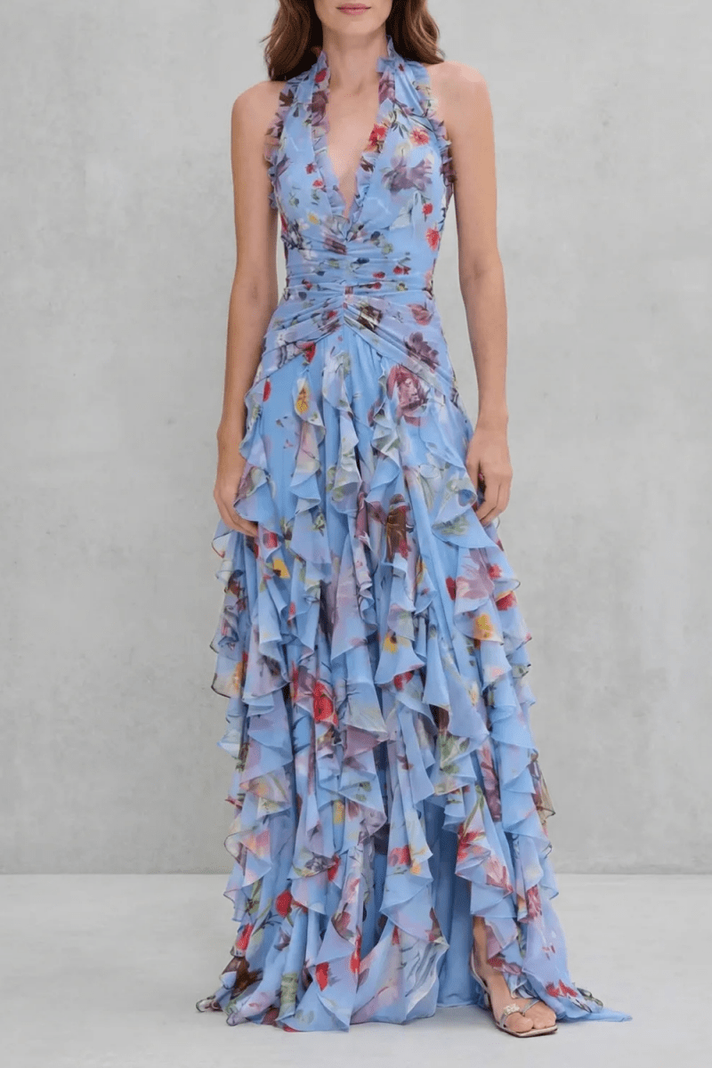 Bella | Vestido largo con cuello halter - LUVOR