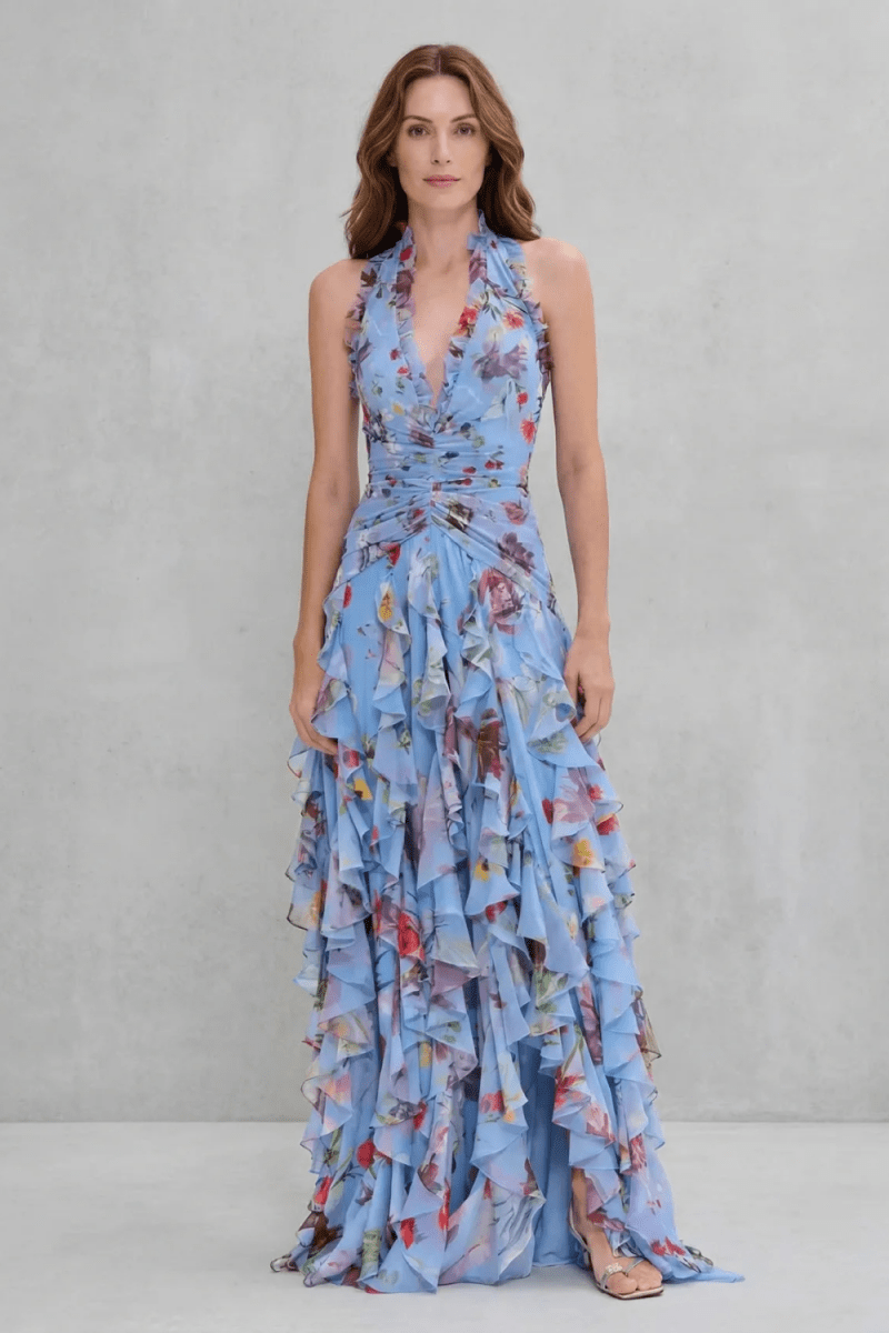 Bella | Vestido largo con cuello halter - LUVOR